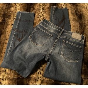 Calvin Klein Ultimate Skinny Jeans CK Distressed Red Paint Pants 30”W